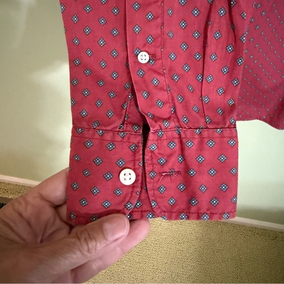 J. Crew Red Casual Button Down Shirt Classic Cotton men’s large tall - Picture 3 of 7